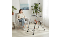 Collapsible Telescopic Folding Ladder Anti-Slip Step Ladder with Handrails Stable Step Stool with Handrail Heavy Duty for Homeowners, Diyers, Closet Organization