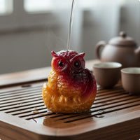 Tea Table Accessory Owl Ornament Glossy Finish Resin Owl Figurine Expressive Eyes Home Decor for Living Room