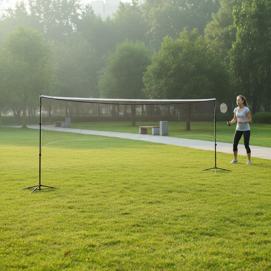 Portable Badminton Net Stand Set - Easy Setup Folding Net Post for Home Use