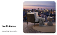 4 Pieces 4-Piece Woven Seating Set Weather-Resistant Outdoor Furniture Set Thick Paddings Easy to Clean for Homeowners