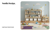 Child S Toy Storage Cabinet Shelf Organizer Solid Wood Construction Child-friendly Design Wooden Cubby Spacious Bins Suitable for Toddlers Infants Playroom Bedroom Home Decoration