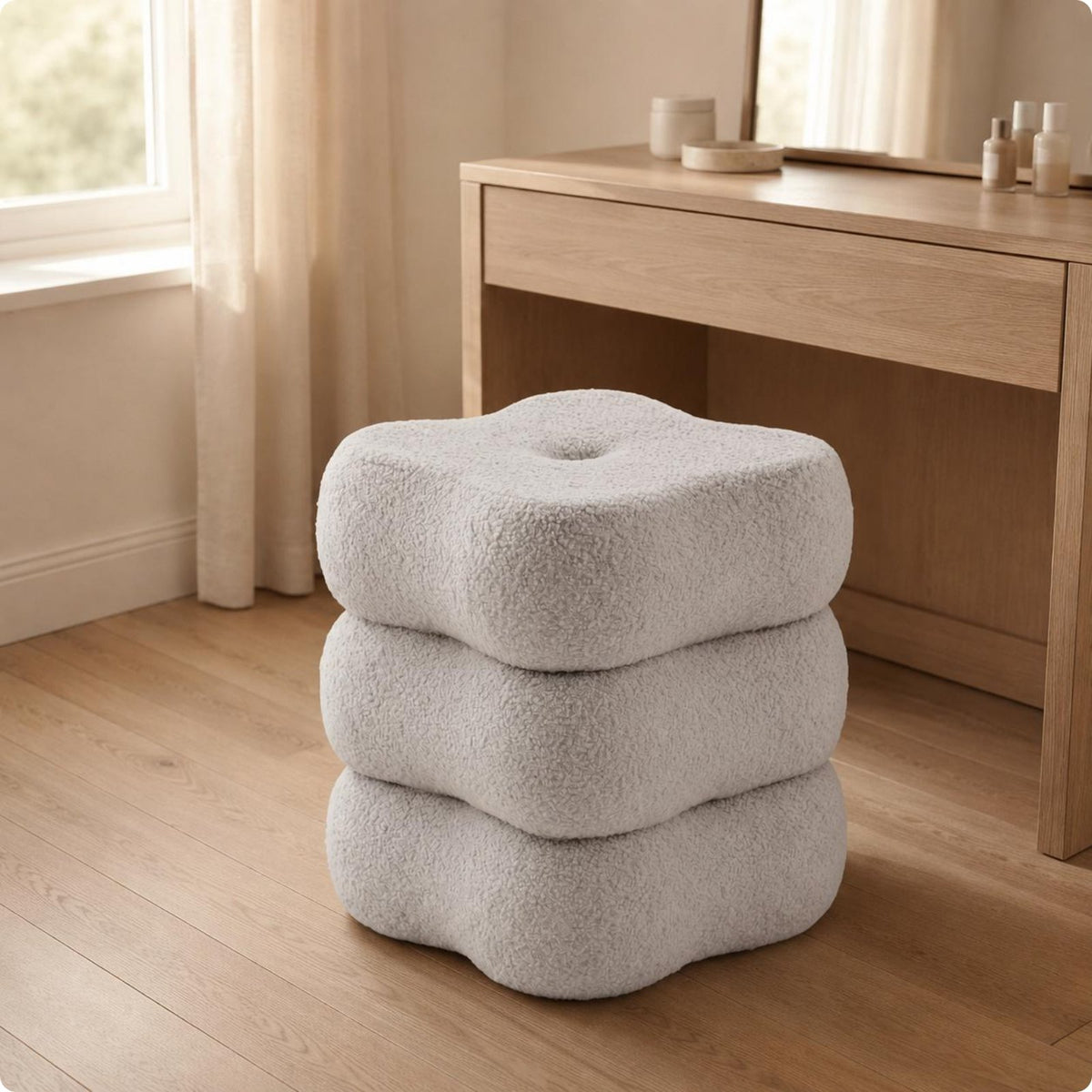Fuzzy Vanity Stool Soft Upholstered Dressing Stool 220 Lbs Weight Capacity