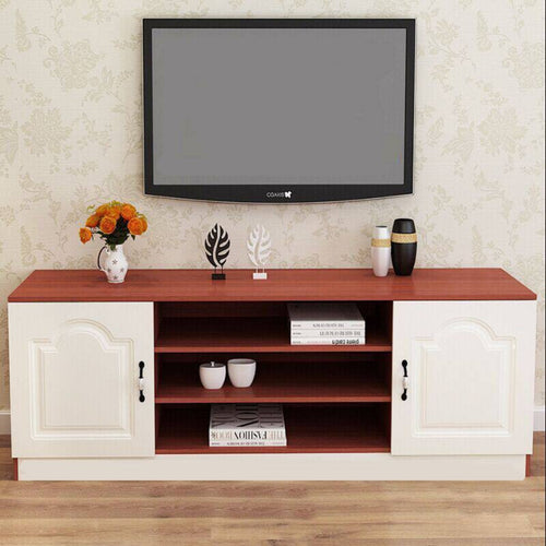 Contemporary Television Cabinet Sturdy Construction Sleek Wooden TV Cabinet Wear-Resistant Surface Entertainment Center with Storage for Bedroom