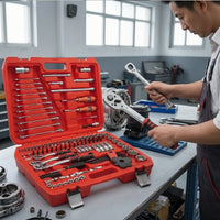 121 Pieces Car Repair Tool Set Vanadium Alloy Steel Mechanics Tool Kit with Carry Handle Portable Ratchet and Socket Set for Garage