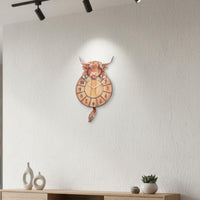 Rustic Cow Timepiece Swinging Tail Home Decor Battery Operated for Office