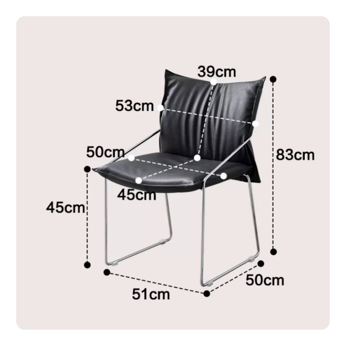 Space Saving Stainless Steel Dining Chair Sturdy Metal Legs Bauhaus Design Chair Easy to Clean for Cafe, Small Apartment