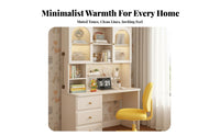 Ample Storage Writing Desk with Hutch Stable Construction Workstation with Hutch Modern Design Study Table Easy to Clean for Students, Children, Telecommuting Workers, Bedroom, Dorm Room