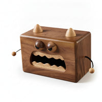 Monster Face Tissue Box Rounded Edges Wooden Tissue Box Cover Tabletop