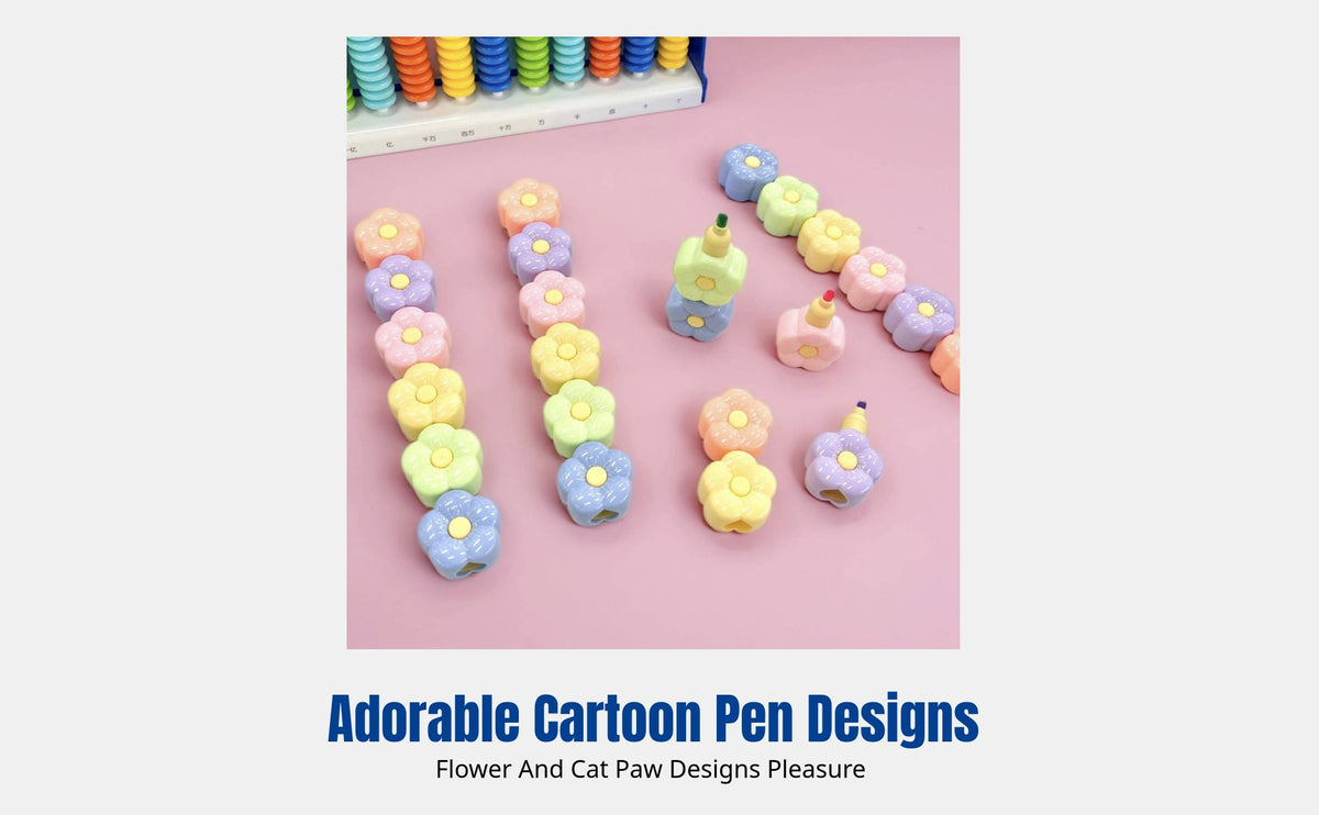 Creative Cartoon Highlighter Set, Flower Shape, Cat Paw, Heart, Cute Marker Pen for Journaling