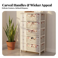 Tall Organizer with Baskets Space-Saving Design 5-Drawer Vertical Chest