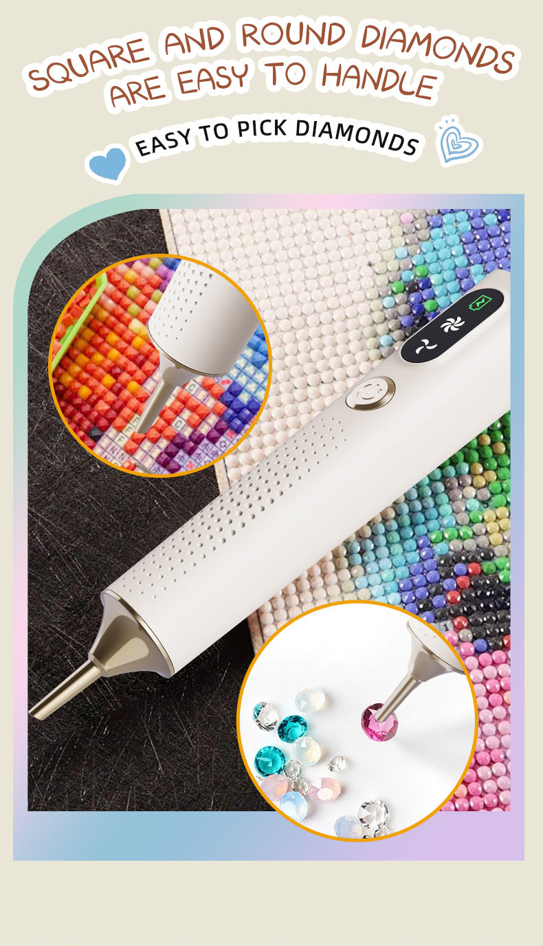 DIY Electric Diamond Painting Pen with Suction, Plastic, Unframed