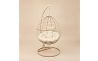 Rattan-Style Hanging Basket Chair with Stand Woven Hanging Chair with Stand Freestanding Furniture Sturdy for Balcony