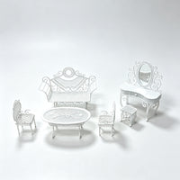 1:12 Dollhouse Miniature Iron Furniture Set with Table, Chairs, and Screen
