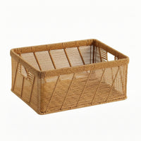 Faux Rattan Basket Transparent Storage Basket with Open Lattice Decorative