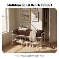 Padded Shoe Rack Bench Space-Saving Curved Shoe Changing Stool for Retail shop