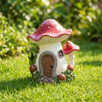Fungi House with Solar Light Resin Fungi House Outdoor for Flower Bed