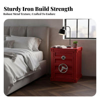 Lockable Metal Nightstand Industrial Design Bedside Table Sturdy Construction