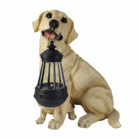 Solar Dog Garden Statue Auto on/deactivated Outdoor Decor Hand Painted Look