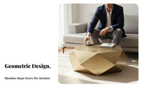 Faceted Base Table Gold Finish Living Room Furniture Minimalist Aesthetic Luxury Design for Homeowners, Business Owners
