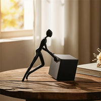 Sculpture with Cubic Form Modern Human Figure Sculpture Geometric Ornament for Office