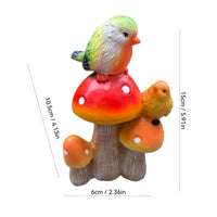 Bird Toadstool Figurine Charming Accent Resin Garden Ornament for Yard