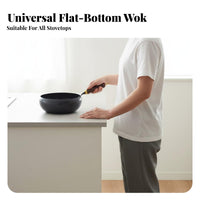 Traditional Iron Wok Pre-Seasoned Uncoated Non-Stick Wok Deep Construction Frying Pan Universal Stovetop Compatible Kitchen
