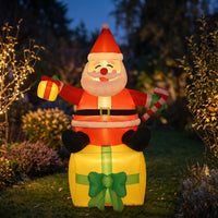 Santa Decoration with Candy Cane Lighted Inflatable Santa with Candy Cane Christmas Inflatable Built-Information Families, Yard,