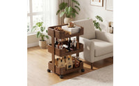 Wooden Rolling Cart Compact Trolley Movable Furniture for Living Room, Bedroom