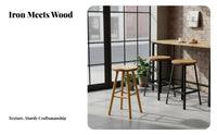 Four-Legged Wooden Stool Minimalist Bar Height Design Height Seating Long-Enduringing Construction Ergonomic Backrest