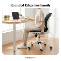 Wheeled Study Chair Breathable Backrest Rolling Mesh Chair Thick Padded Seat