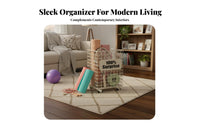 Stretching Mat Storage Rack Space Saving Stretching Mat Storage Basket Large Capacity Rolling Workout Equipment Holder for Families, Garage