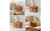 Handmade-Looking Rattan Basket with Lid Decorative Wicker Storage Basket with Lid Versatile Dustproof for Countertop
