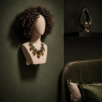 Wall-Mounted Mannequin Bust Beige Cloth-Covered Bust Minimalist