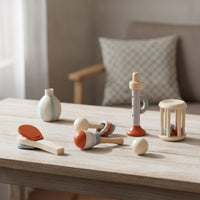5 Pieces Wooden Percussion Instruments Pastel Percussion Toy Set Rhythm Instrument Set Natural Wood Wooden Music Toy