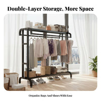 Large Capacity Mobile Wardrobe Rack Easy Assembly Rolling Garment Rack Rust-Resistant Freestanding Clothes Organizer for Homeowners, Boutique Owners, Balcony, Laundry Room, Entryway, Walk-in Closet