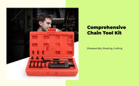 Motorcycle Chain Breaker Tool, Chain Removal & Riveting Repair Kit for Cutting, Installing, and Aligning Chains