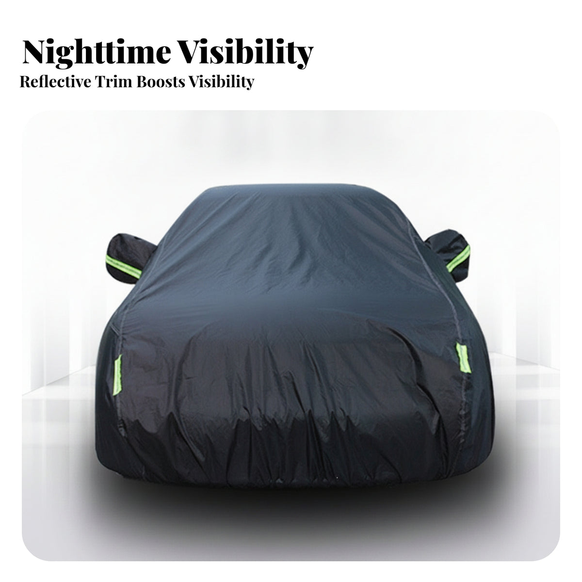 Full-Coverage Sedan Car Cover Elasticized Car Cover with Mirror Pockets Reflective for Outdoor Parking, Winter Storage