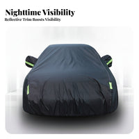 Full-Coverage Sedan Car Cover Elasticized Car Cover with Mirror Pockets Reflective for Outdoor Parking, Winter Storage