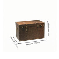 Vintage Suitcase Trunk Lockable Clasp Vintage Storage Trunk Leather-Like Finish Metal Corner Trim