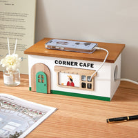 Wooden Desk Cable Organizer Box for Power Strips and Data Cables