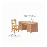 Rectangular Top Mini Desk and Chair Slatted Back Wood Desk Chair Set Plain Finish Home Furniture Storage Drawers