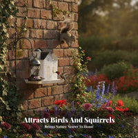 Decorative Design Hanging Solar Bird Feeder Weatherproof Solar-Powered Feeder House Two-in-One Function Outdoor Decoration Easy to Clean and Refill for Nature Lovers, Homeowners, Gift Givers, Backyard, Patio, Porch, Balcony