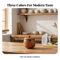 Seasoning Jar Keeps Seasonings Japanese Design Container Easy to Clean Wooden Seasoning Container for Dining Table