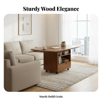 Elevate-Top Coffee Table Multi-Functional Transformable Elevate-Top Table Hidden Compartments Sturdy Construction for Homeowners