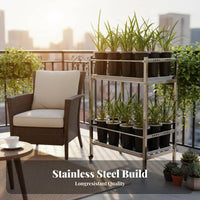 With Water Trays Multi-Tier Rolling Flowering Plant Rack Indoor and Outdoor Use Multi-Tiered Plant Stand Rust Resistant Flower Shelf Space-Saving for Apartment Dwellers, Homeowners, Gardeners, Balcony, Garden, Living Room, Bedroom