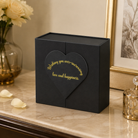 Square Gift Box with Lid Paper Heart Pattern 21x21x8cm Cardboard for Birthdays