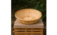 Round Bamboo Basket Low-Sided Bamboo Woven Basket Wide opening Storage Item for Tabletop
