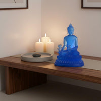 Therapeutic Buddha Statue Gold Foil Resin Buddha Sculpture Ornate Details