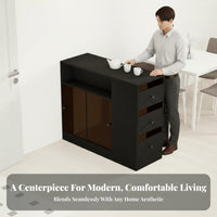 Double-Sided Entry Freestanding Bar Console Space-Saving Multi-Compartment Credenza Modern Design Room Divider Strong Bearing Capacity for Apartment Dwellers, Homeowners, Kitchen, Home Office, Entryway, Bedroom