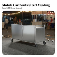 Portable Dining Cart Multi-Functional Movable Concession Stand Stall Large Storage Meal Space Service Cart with Wheels for Street Vendors, Market